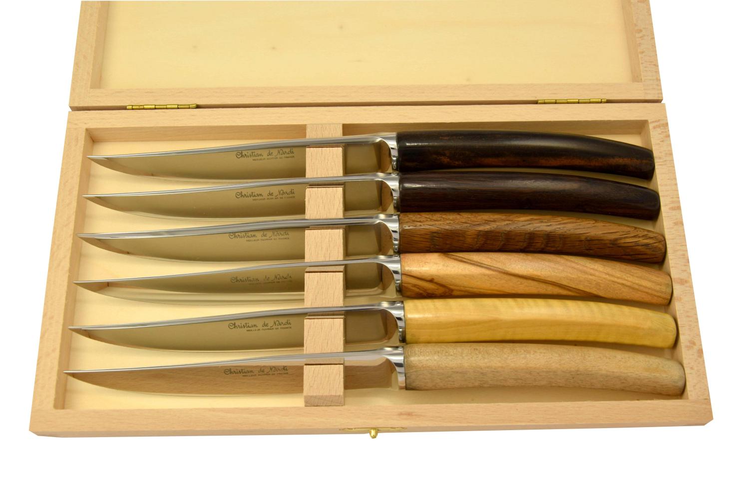MODELE SILENE
couteau table par 6
manches assortis avec six essences de bois